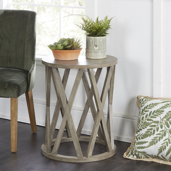 Small Wood Round Country Farm Style End Table | Wayfair